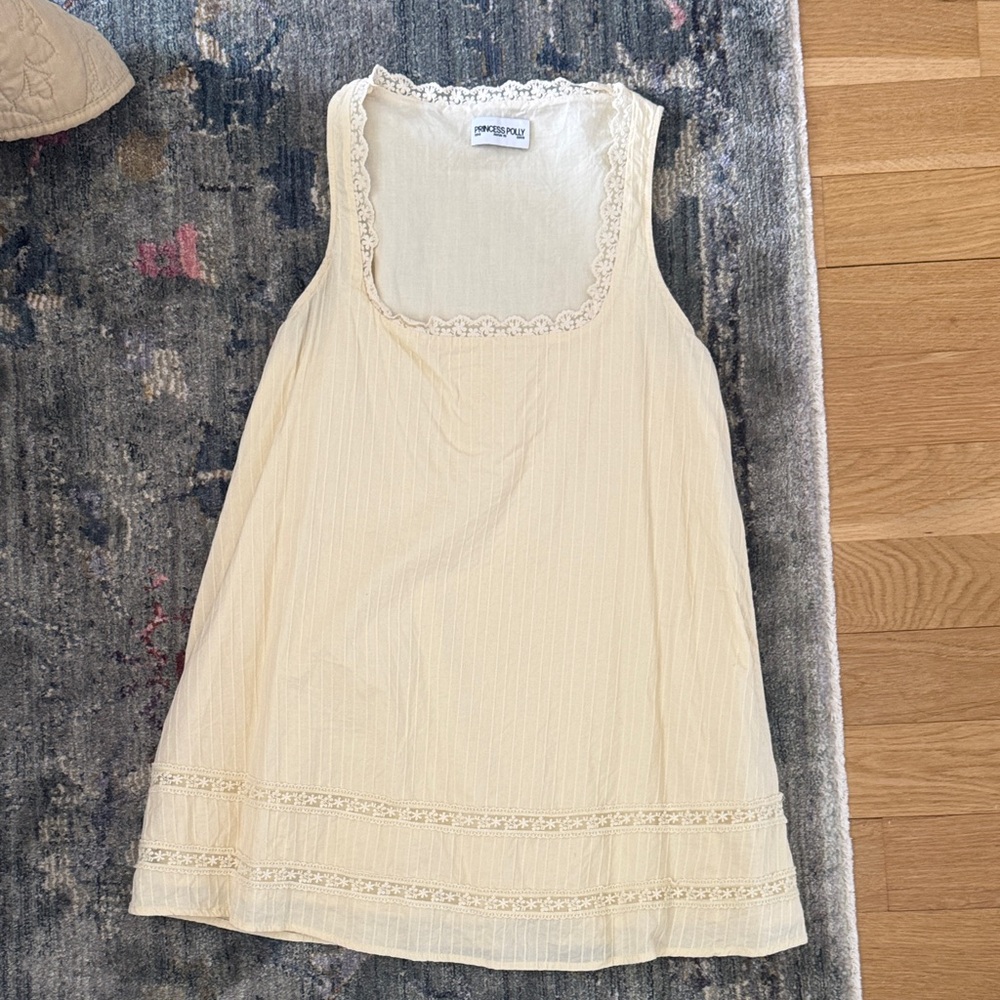 Princess Polly Cream Lace-Trim Mini Dress